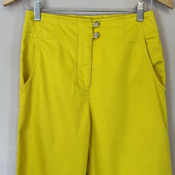 Maeve Anthropologie High Rise Cigarette Crop Ankle Pant Boho Bright Yellow Sz 4 - Picture 6 of 12
